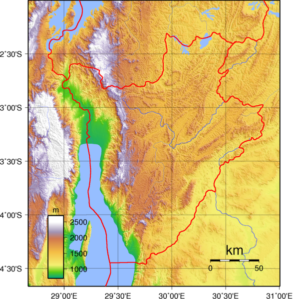 LAndkarte Relief Topographie Burundi